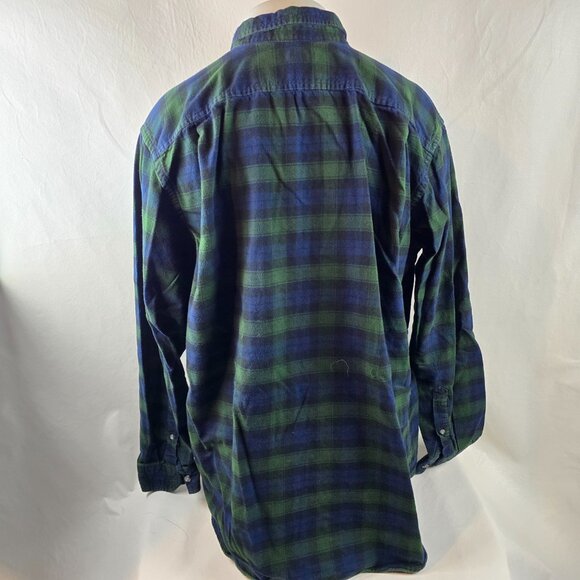 Eddie Bauer Mens XLT Green Blue Plaid Flannel Shirt Relaxed Fit Button Up Tartan - Picture 6 of 10
